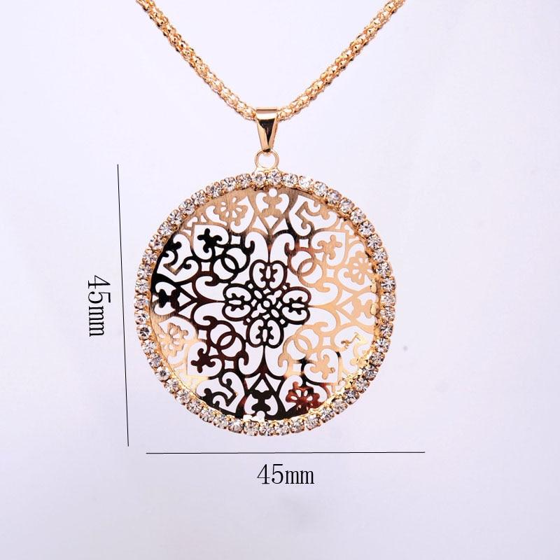 Vintage Round Crystal Carved Flower Necklace Earrings Jewelry Set for Women – Lifestyle – Buy Accessories Pakistan | Hanaya