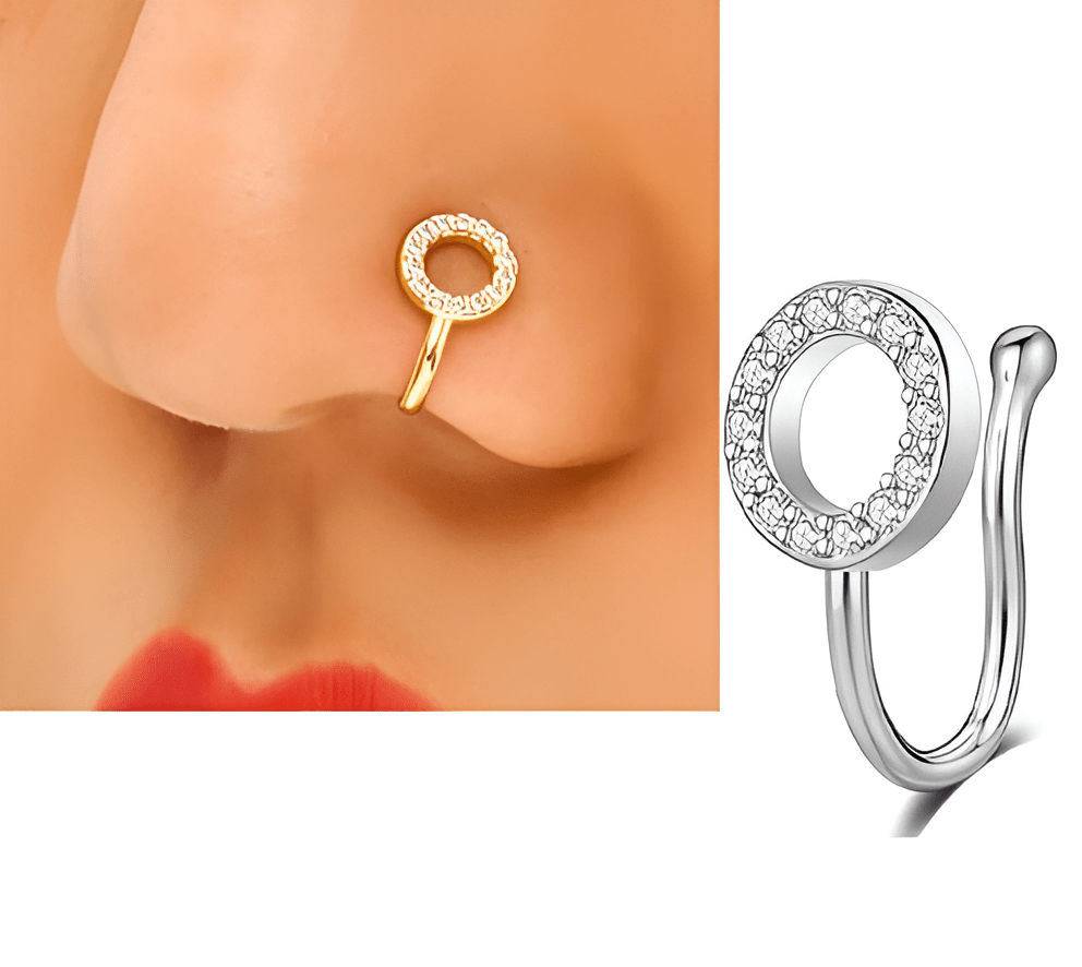 Fake Heart Nose Ring Non Piercing Clip On Nostril Stud for Party Wear – Close Up – Nose Jewelry | Hanaya Pakistan