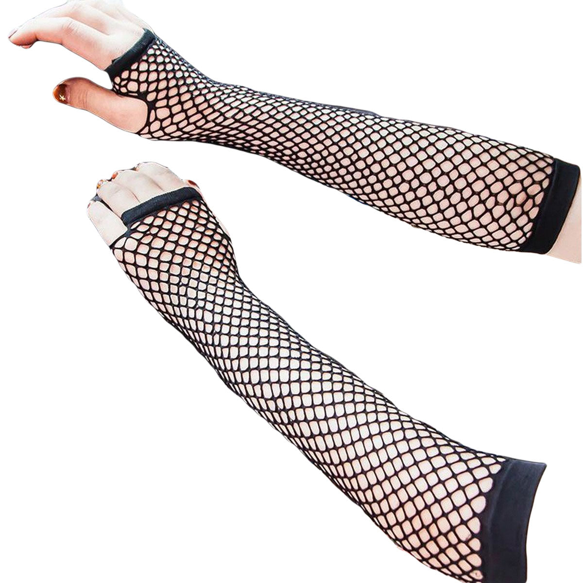 Fishnet Lace Hollow Elasticity Long Hand Gloves Fashionable Women Gloves