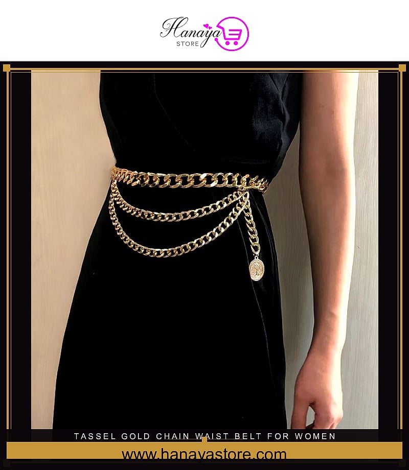 Tassel Gold Chain Waist Belt for Women Stylish Elegant Fashion Accessory Kamar Band Belt for Girls Slim Waist Chain for Dresses Skirts Party Wear – Buy belts online in Pakistan