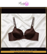 Padded Seamless Wireless Soft Bra Women's Bras Padded Seamless Wireless Soft Palm Pad Design Four Rows Of Three Buckles 