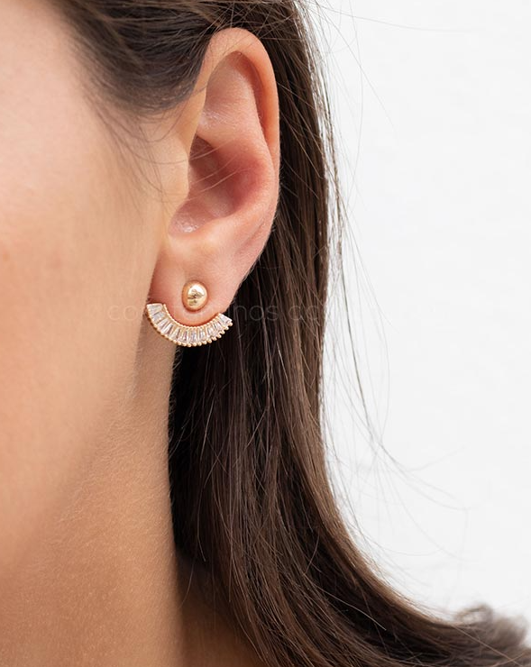 Front Back Earrings Stylish Hanging Drop & Huggie Designs Crystal Earring – Image 2 of 4