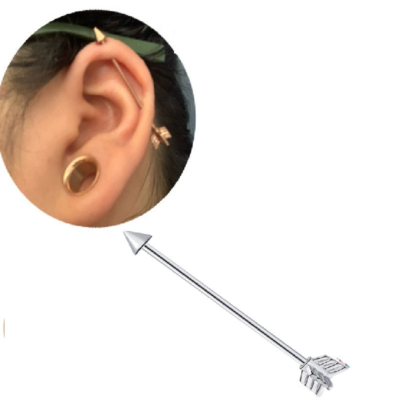 Industrial Cartilage Steel 38mm Ear Plug 14G (1.6mm) Piercing Ear Jewelry – Helix Tragus Daith Conch Body Piercing Jewelry Pakistan | Hanaya Store