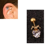 1 Piece Cartilage Helix Cz Crystal Owl Stud Tragus Ear Piercing Plug Crystal Earring