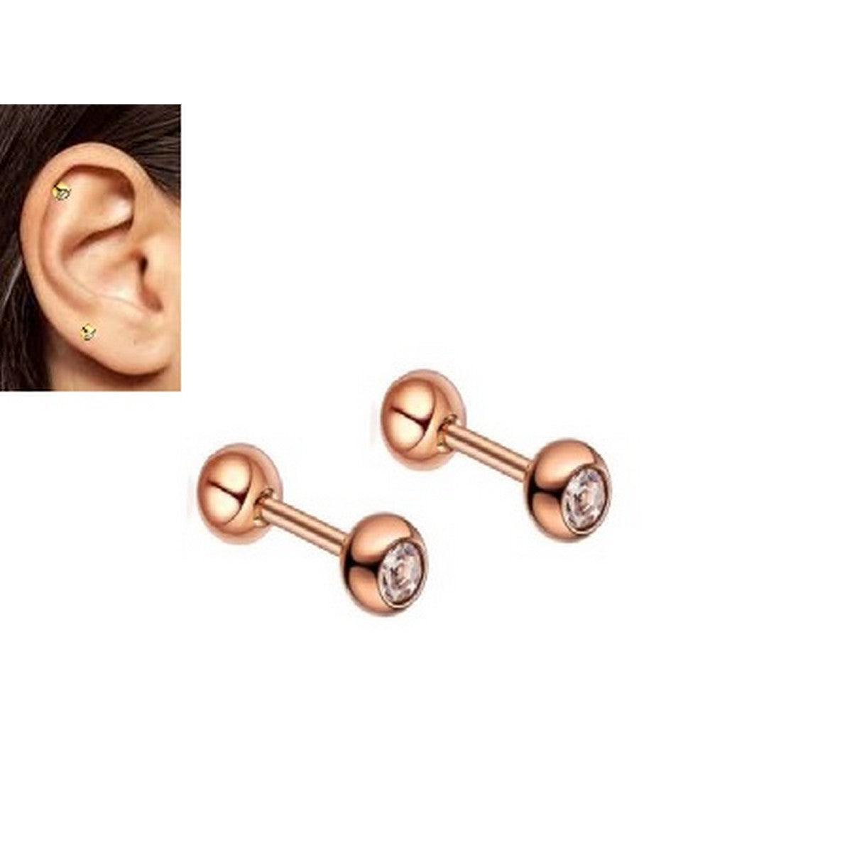 2 Pieces Cartilage Helix 3mm Stud Tragus Ear Piercing Plug Earring – View 4 – Accessories | Hanaya Pakistan