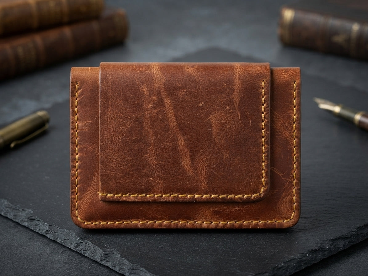 Genuine Leather Wallet for Men | Crazy Horse Pull-Up Cowhide Bifold Wallet with Card Slots & Cash Compartment