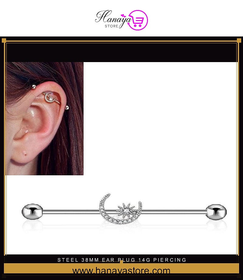 Steel 38mm Ear Plug 14G Piercing Industrial Cartilage Ear Jewelry for Ear Stacks – Earrings Online in Pakistan | Hanaya