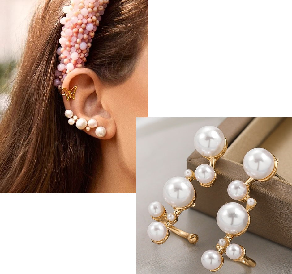 Korean Trendy Pearl Ear Cuff Clip – High Class Elegant Design, Non-Pierced, Comfortable & Stylish – Earrings Online in Pak...