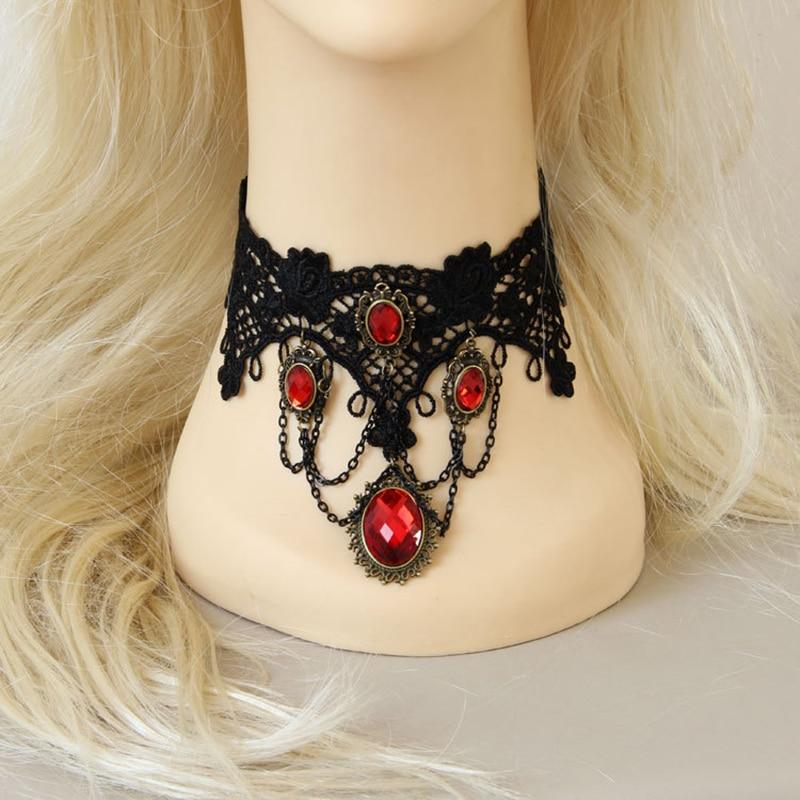 Red Acrylic Gem Pendant Necklace Velvet Chain Inlaid Crystal Choker Necklace For Women – Lifestyle – Buy Accessories Pakis...