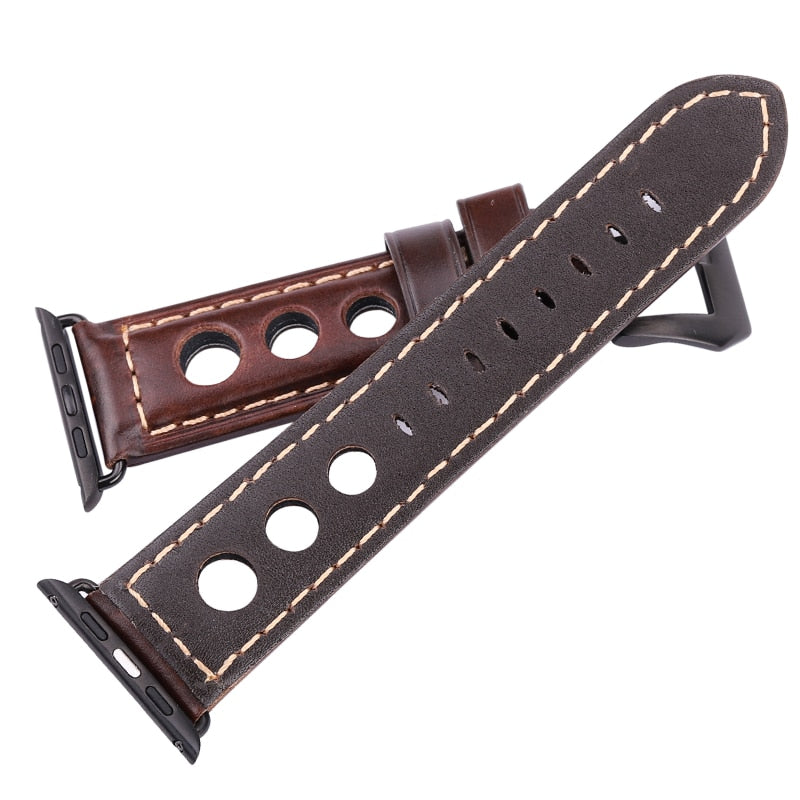 STRAP Premium Quality Leather Vintage Compatible for APPLE iWatch Elegant 38/40mm Series 1/2/3/4/5/6 – Close Up – Accessor...