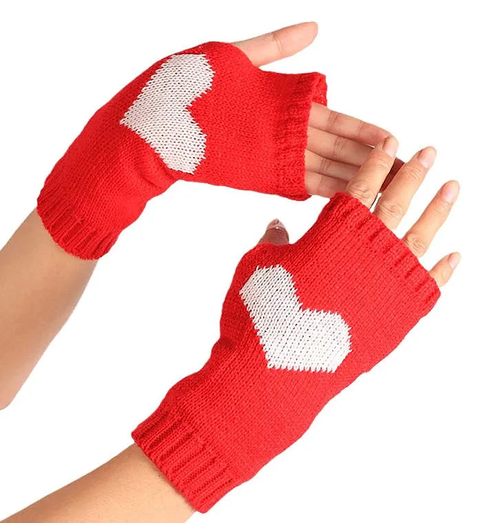 Fingerless Gloves Long Hand Heart Love Thick Gloves Fashionable Women Gloves