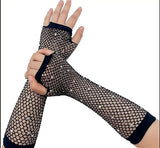Fishnet Lace Hollow Elasticity Crystals Long Hand Lolita Gloves Sleeves Sleeve Fashionable Women Gloves Arm - image 2