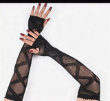 Fishnet Lace Hollow Till Wrist Elasticity Gloves Fashionable Women Gloves - image 2