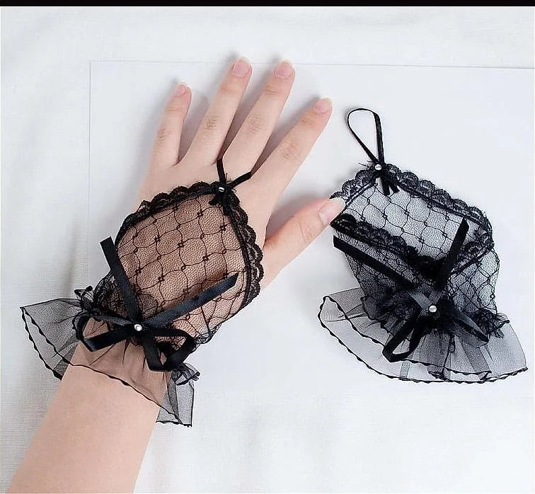 Fishnet Lace Hollow Till Wrist Elasticity Gloves Fashionable Women Gloves - image 2