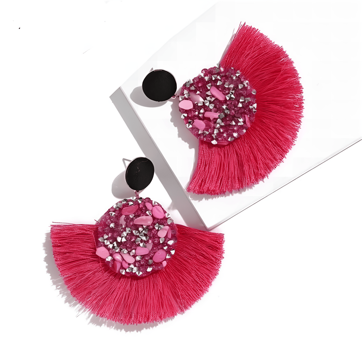 Fringe Tassel Crystals Earring Ethnic Geometric - Hanaya Store