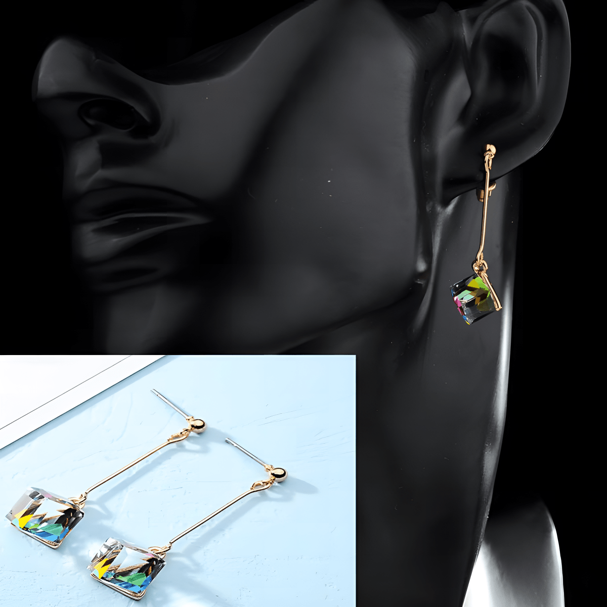 Geometric Cubic Zirconia Crystal Earrings – Fashionable Colorful Jewelry for Women - Hanaya Store