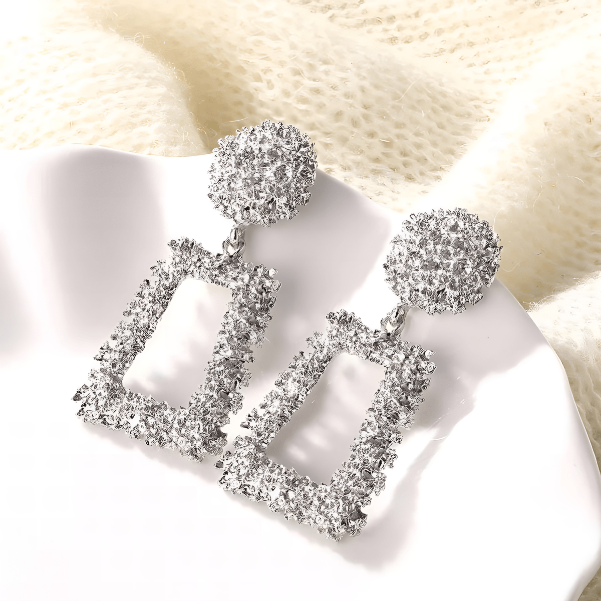 Geometric Square Trendy Classy Earrings for Women – Close Up – Earrings | Hanaya Pakistan