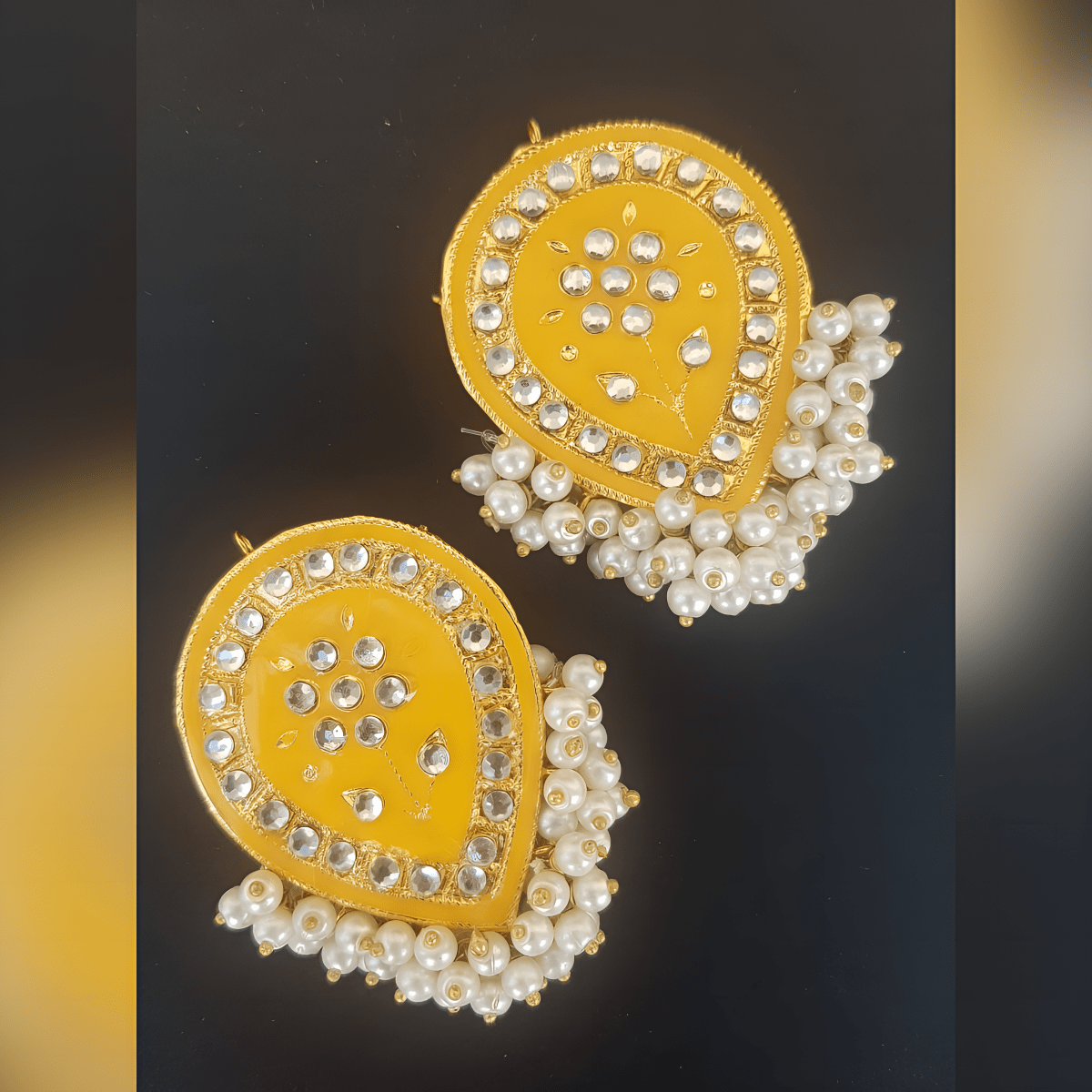 Handmade Antique Vintage Meenakari Big Elegant Earrings - Hanaya Store