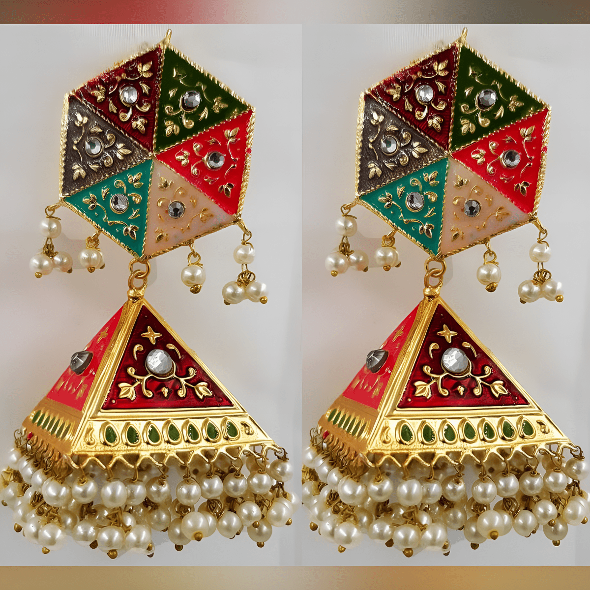 Handmade Multicolor Meenakari Earrings – Antique Trendy & Elegant Style – Earrings Online in Pakistan | Hanaya
