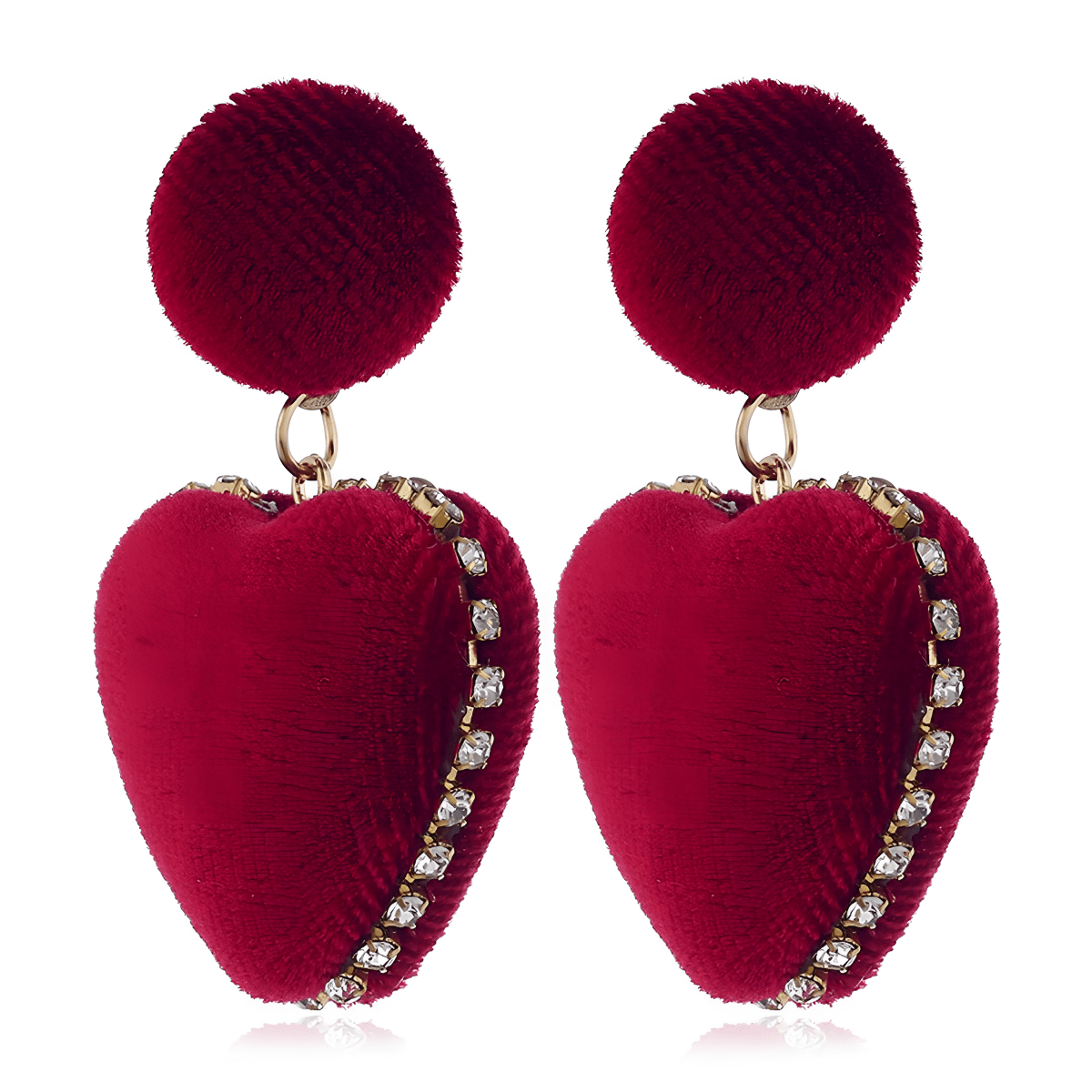 Heart Velvet Crystal Classy Trendy Earrings - Hanaya Store