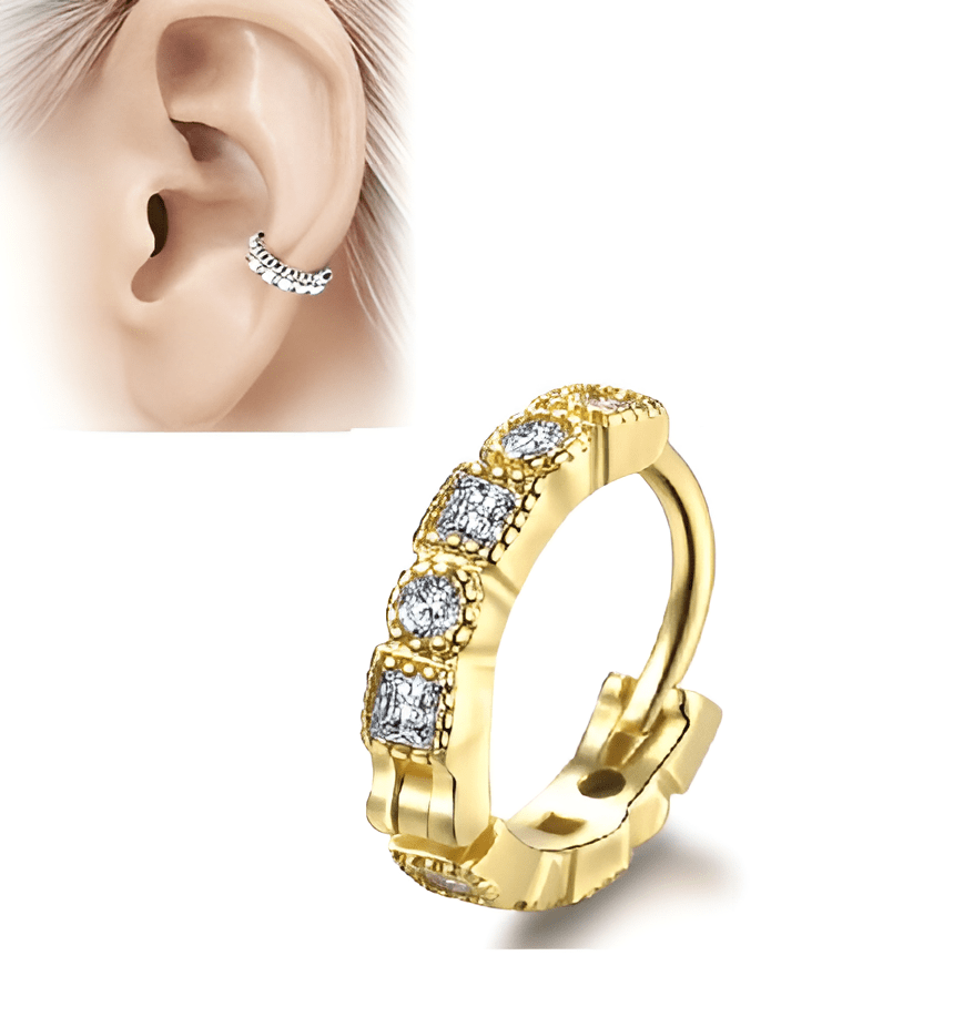 HELIX 1 Piece Cartilage 8MM Long LOBE Helix 0.8MM SNUG Stud Crystal Daith ORBITAL Tragus TRAGUS DAITH Piercing Steel Earring ROOK - Hanaya Store
