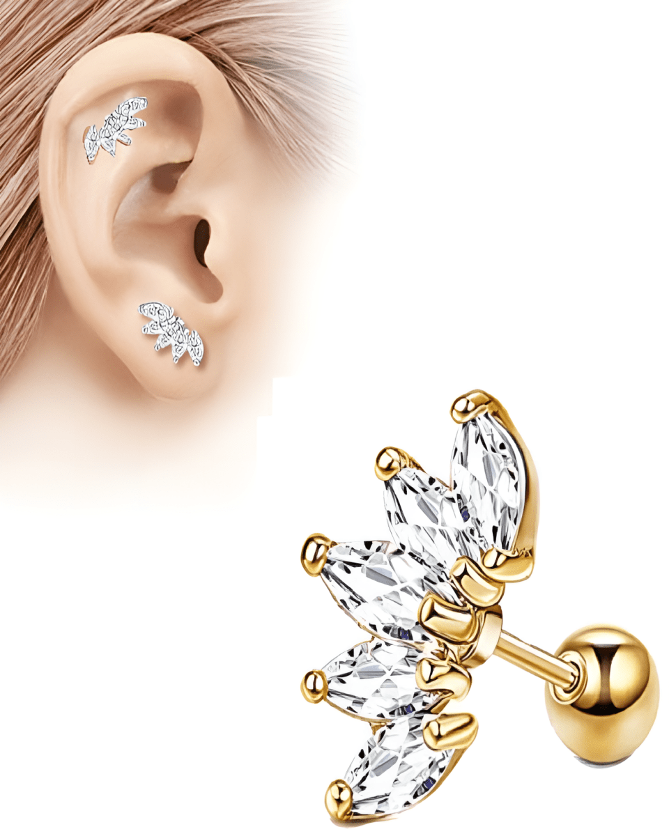 HELIX 1 Piece SNUG TRAGUS Cartilage ORBITAL DAITH Helix Stud Tragus Ear Piercing Plug Crystal Earring LOBE ROOK - Hanaya Store