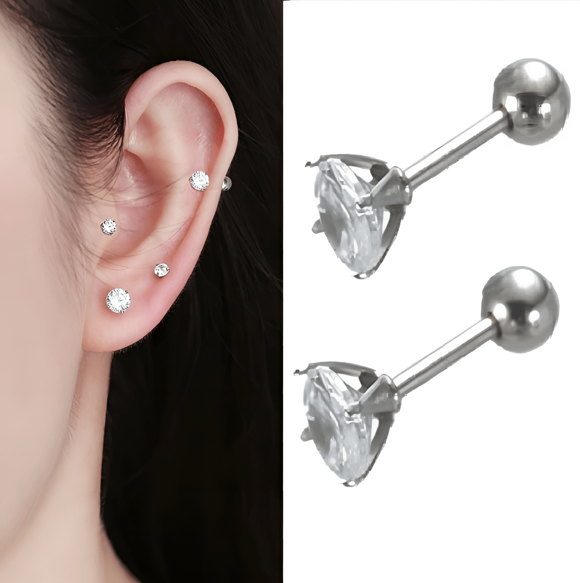 HELIX SNUG TRAGUS Ball Closure Cartilage ORBITAL 8mm Helix 1.2mm DAITH 16G Stud Tragus Piercing ROOK Earring LOBE - Hanaya Store