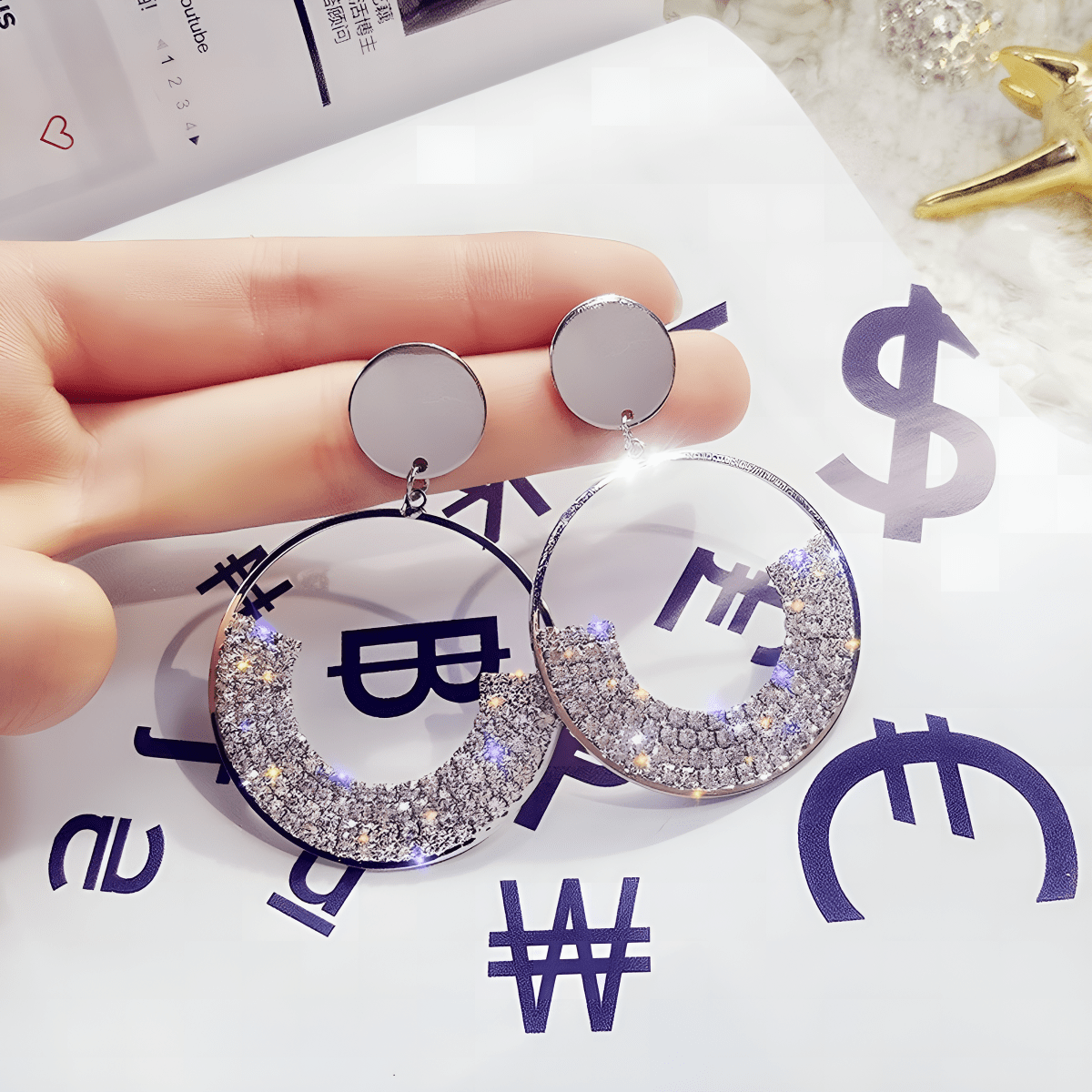 High Quality Classy Round Crystal Royal Party Wedding Trendy Earring - Hanaya Store