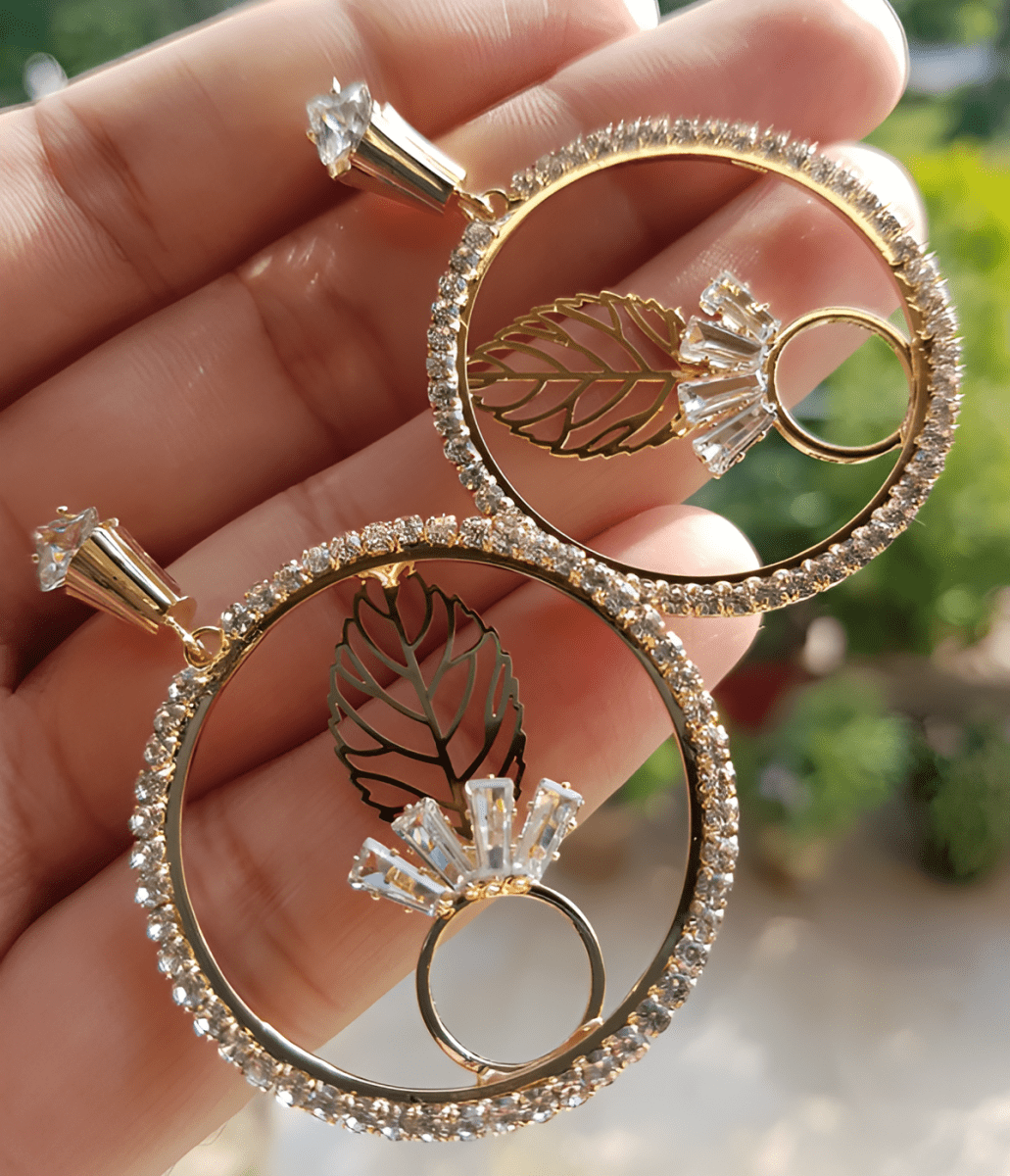 High Quality Cubic Zircon CZ Shinny Round Hoop Party Wedding Trendy Earring – Earrings Online in Pakistan | Hanaya