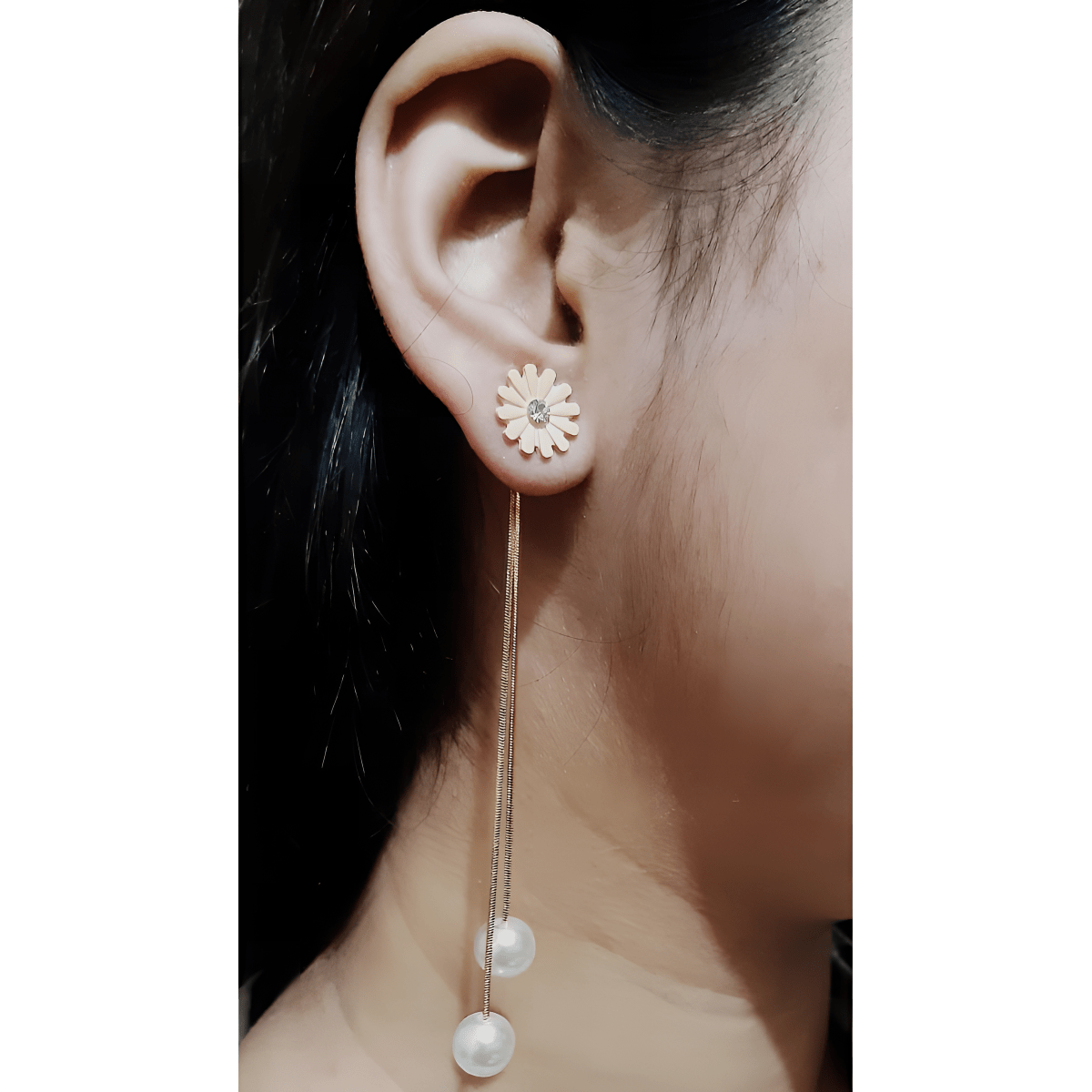 High Quality Elegant Royal Trendy Flower Hanging Pearls Drop Earrings - Hanaya Store
