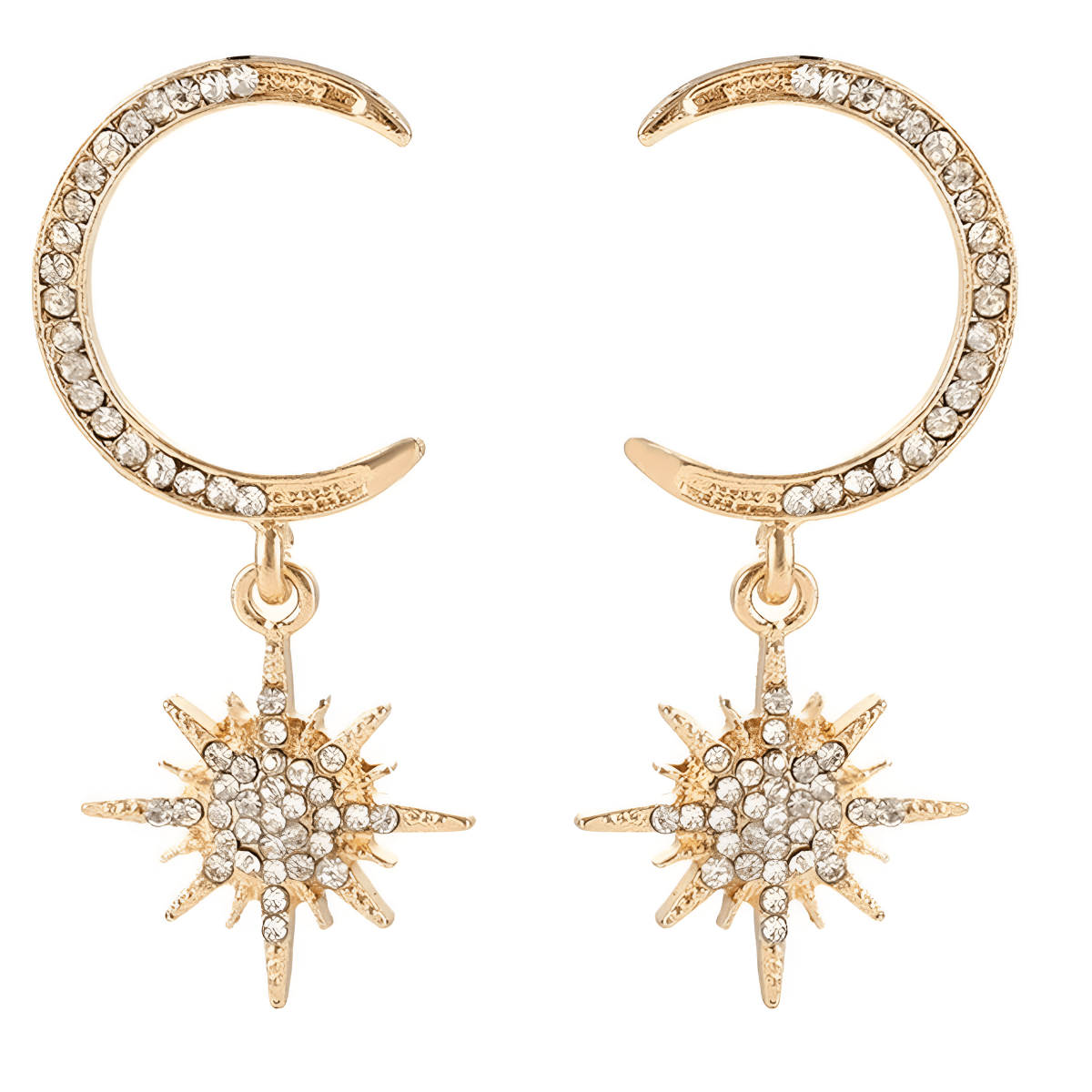 High Quality Star Moon Crystal Asymmetrical Exquisite Elegant Earring - Hanaya Store