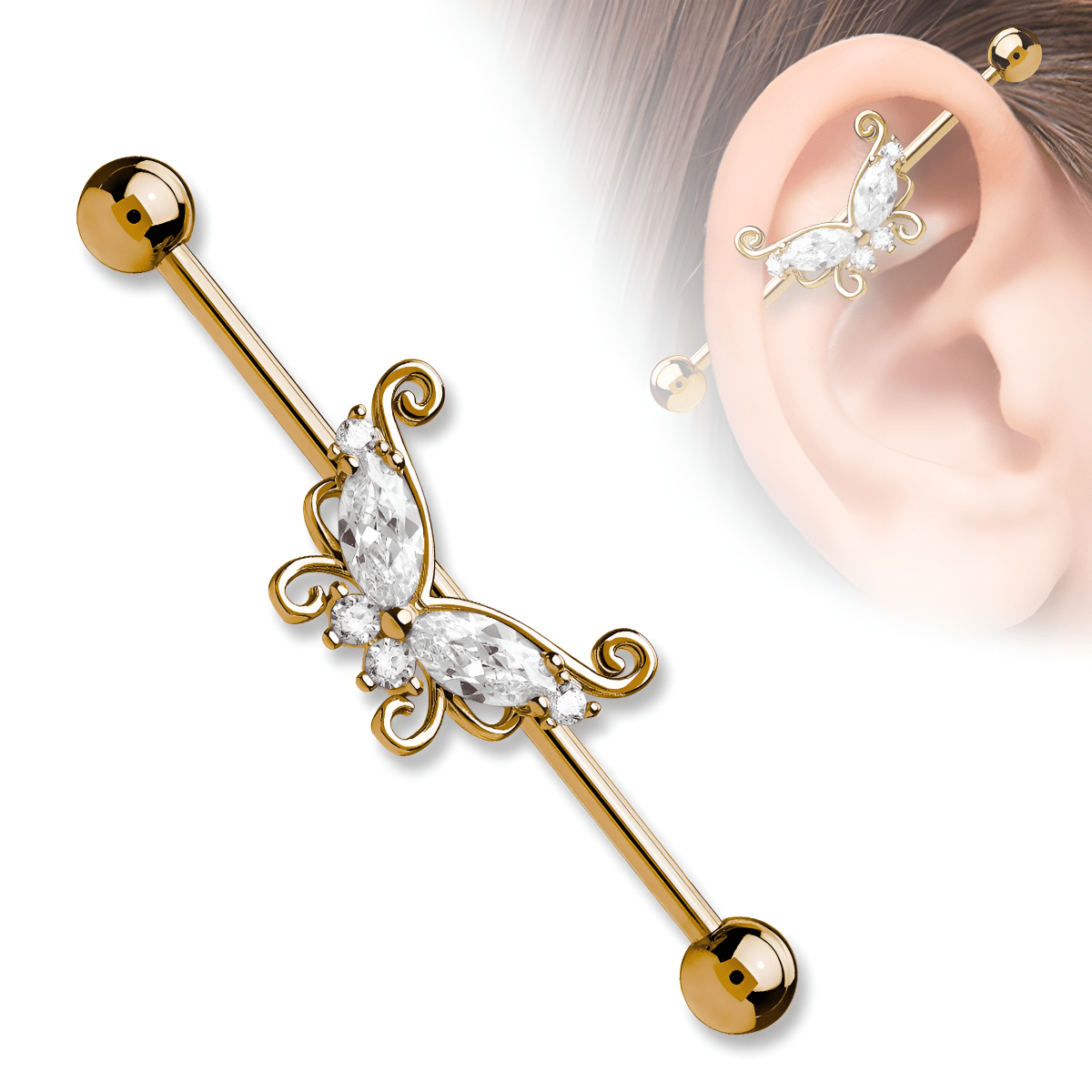 High Quality Steel 42mm Ear Plug 16G 1.2mm Barbell Piercing Industrial Cartilage Ear Jewelry - Hanaya Store