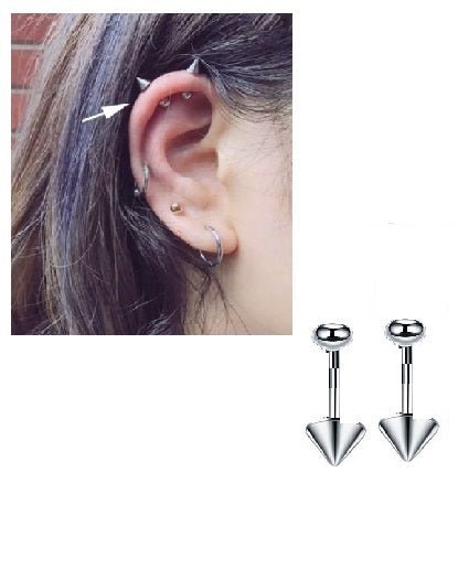 High Quality Steel 5mm Pair Ear Plug Piercing Spike Closure Cartilage Ear Jewelry - Hanaya Store