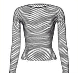 Hollow Out Shirt Body Long Sleeve Cosplay Black T Shirt Fishnet Underwear Base Clothes - image 2