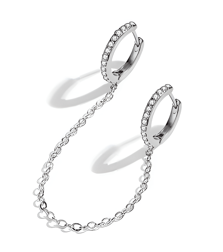 Hugging Hoops with Chain – Stylish Cartilage Earrings for Women & Girls – Earrings Online in Pakistan | Hanaya