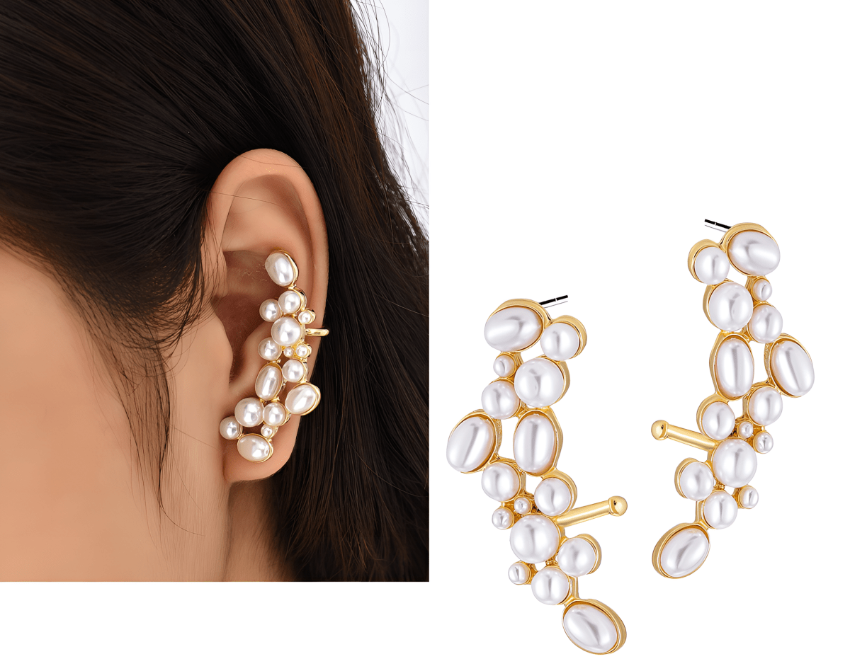 Korean Trendy Pearl Ear Clip Cuff – Elegant High - Class Non - Pierced Earring, Fashion Jewelry for Women - Hanaya Store