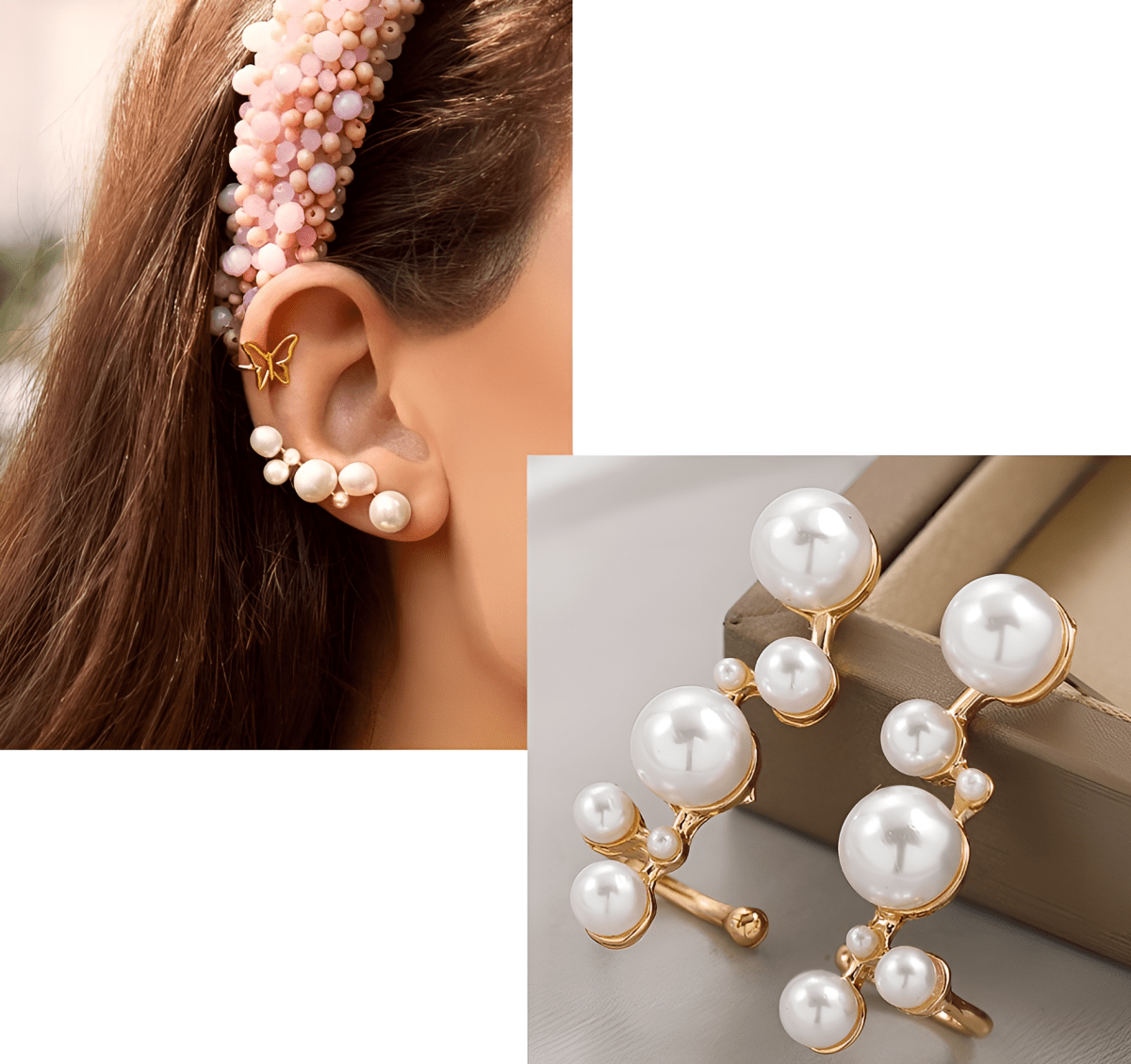 Korean Trendy Pearl Ear Cuff Clip – High Class Elegant Design, Non - Pierced, Comfortable & Stylish - Hanaya Store
