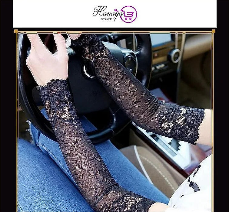 Lace Gloves Sunscreen Long Lace Fingerless Mittens Covered Scar Elastic Sleeve - image 2