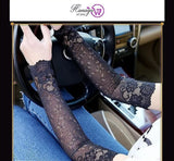 Lace Gloves Sunscreen Long Lace Fingerless Mittens Covered Scar Elastic Sleeve - image 2