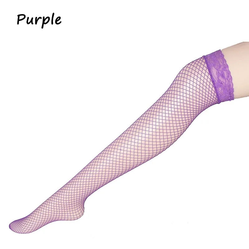Long Fishnet Socks Women Lace Stay Up Hold Ups Stocking
