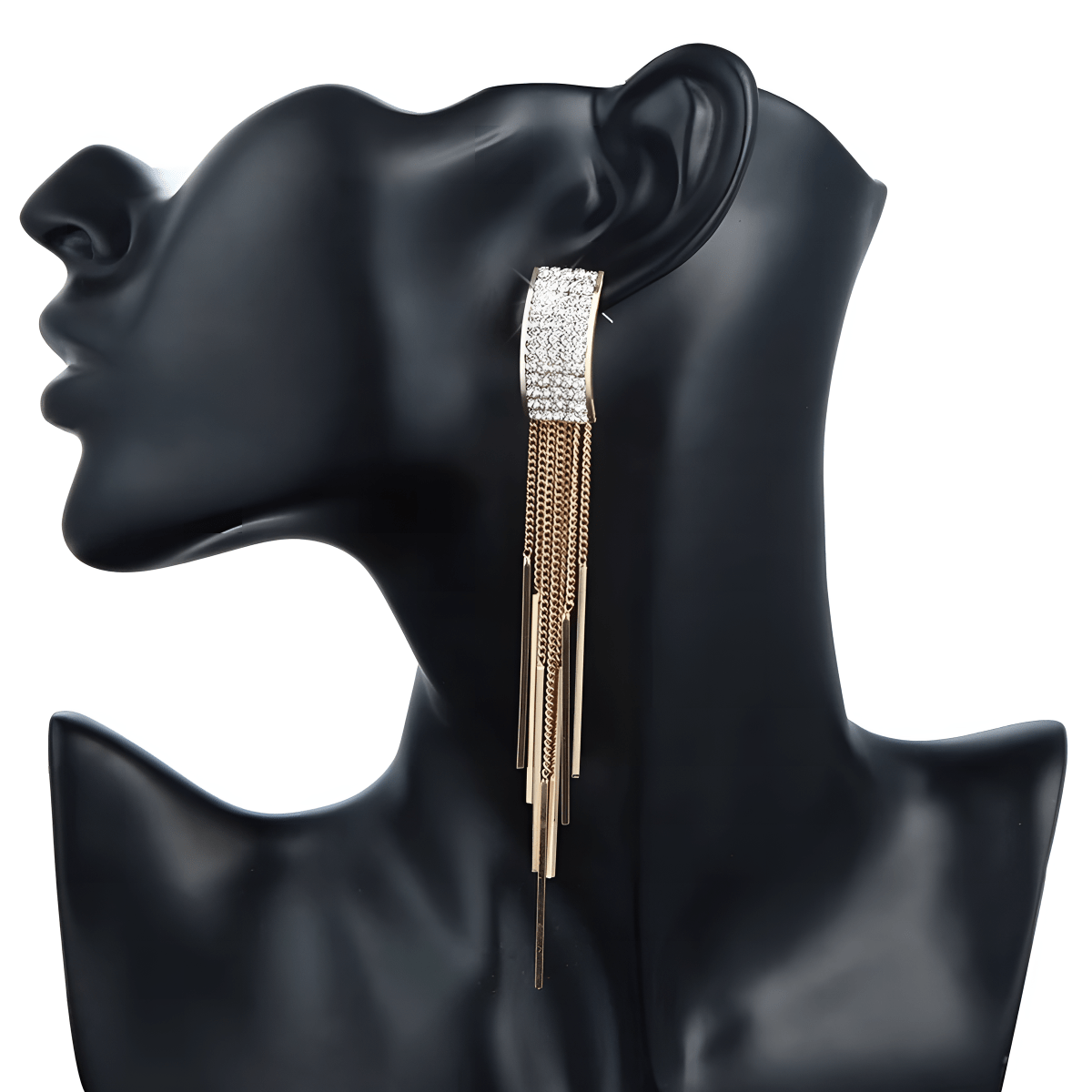Long Geometric Tassel Crystal Drop Earrings For Trendy Women - Free Gift Box - Hanaya Store