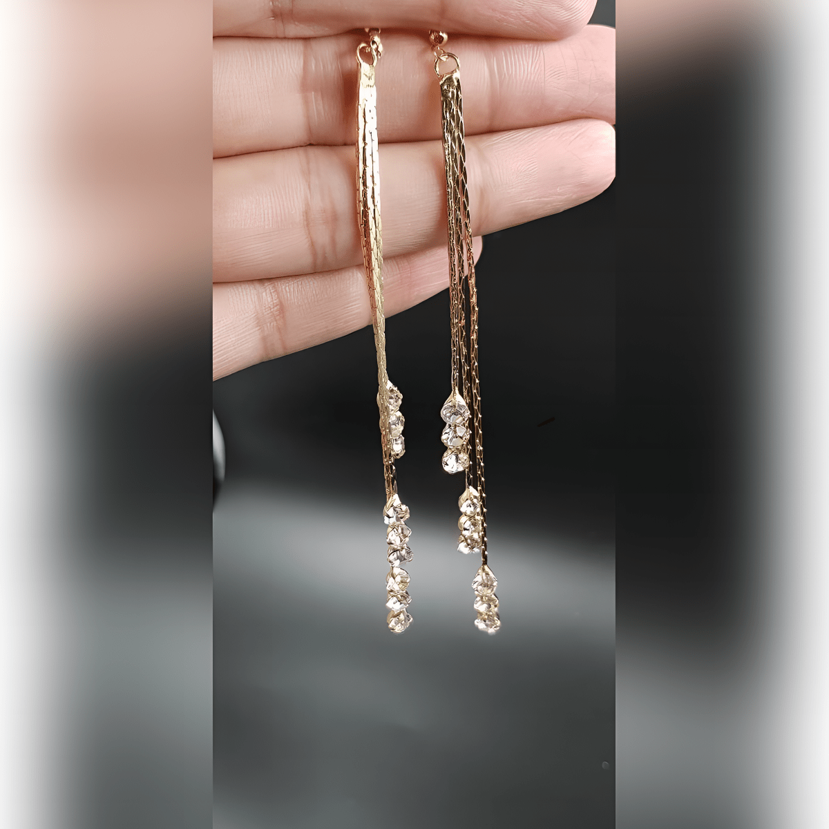 Long Geometric Tassels Drop Hook Dangle Cocktail Party Linear Earrings - FREE Gift Box - Hanaya Store