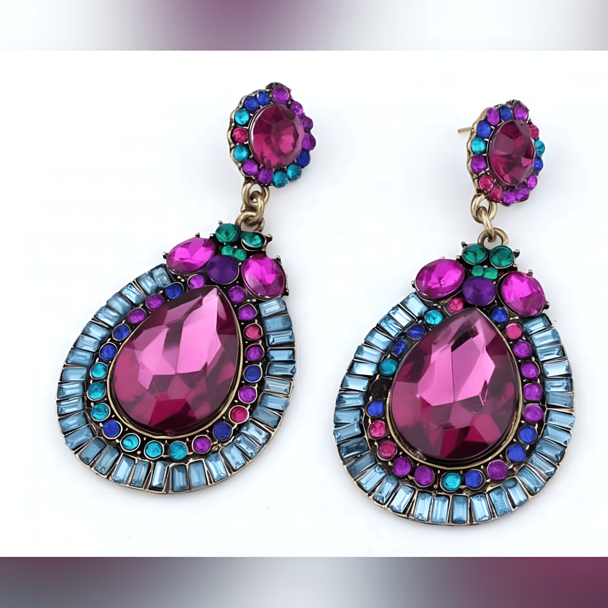 Luxury Long Colorful Crystal Dangle Earrings Gorgeous Statement Drop Earrings - Hanaya Store