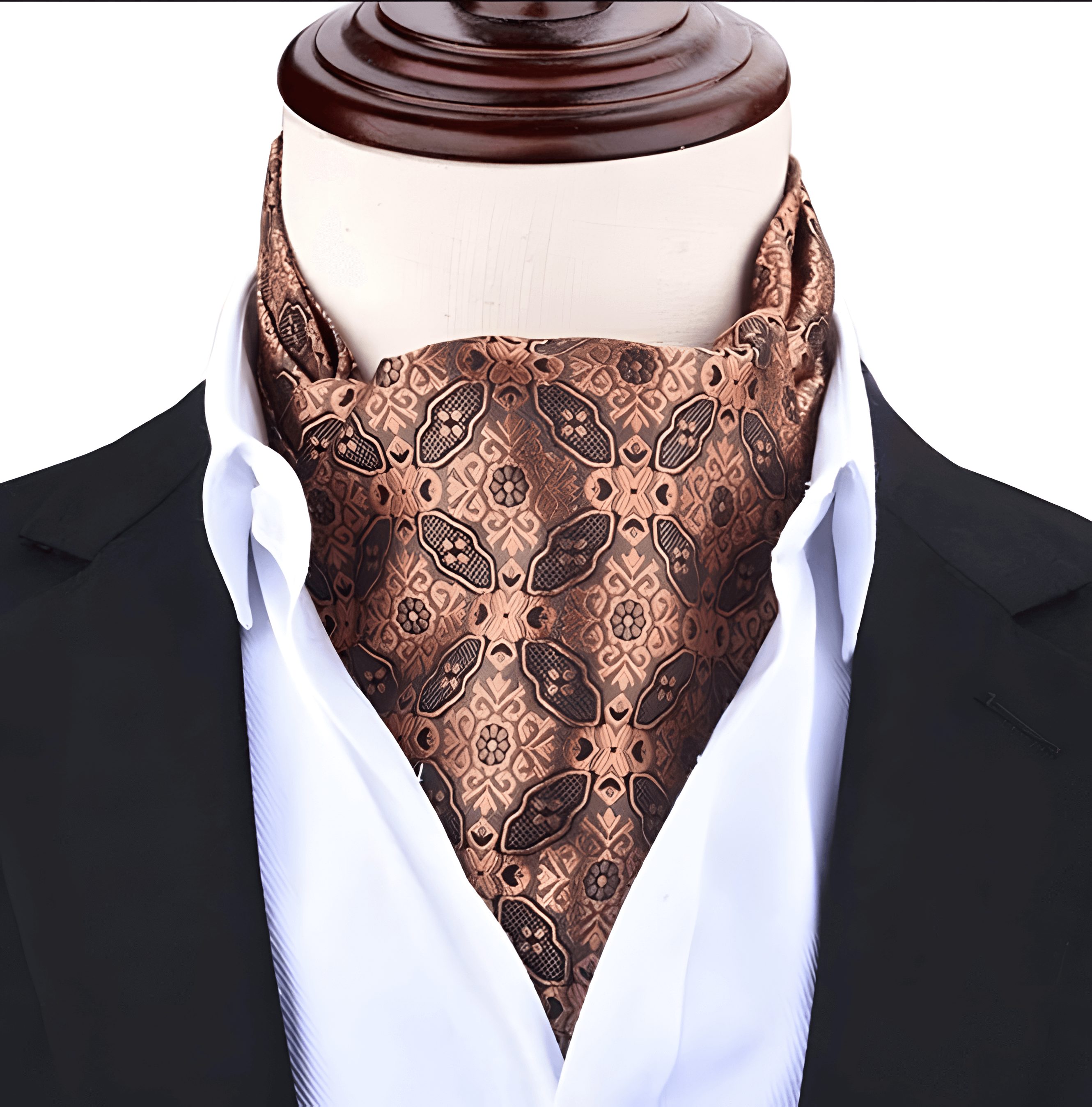 Silk Printed Men's Neck Fashion Cravat Ascot Tie – Wedding and Formal Wear Accessory