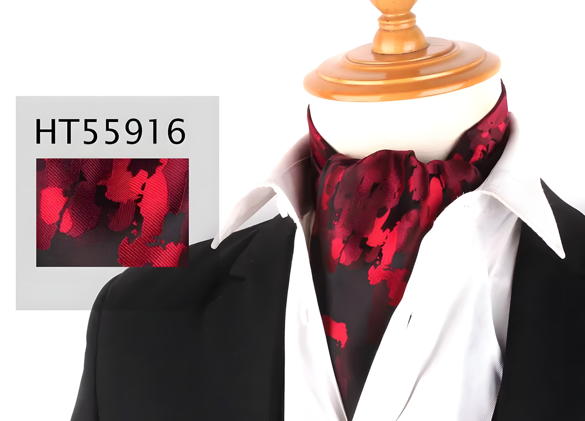 Silk printed men’s cravat tie with bowtie design for weddings, formal dress, and fashion wear – Jacquard Woven Ascot Neck Tie at HanayaStore
