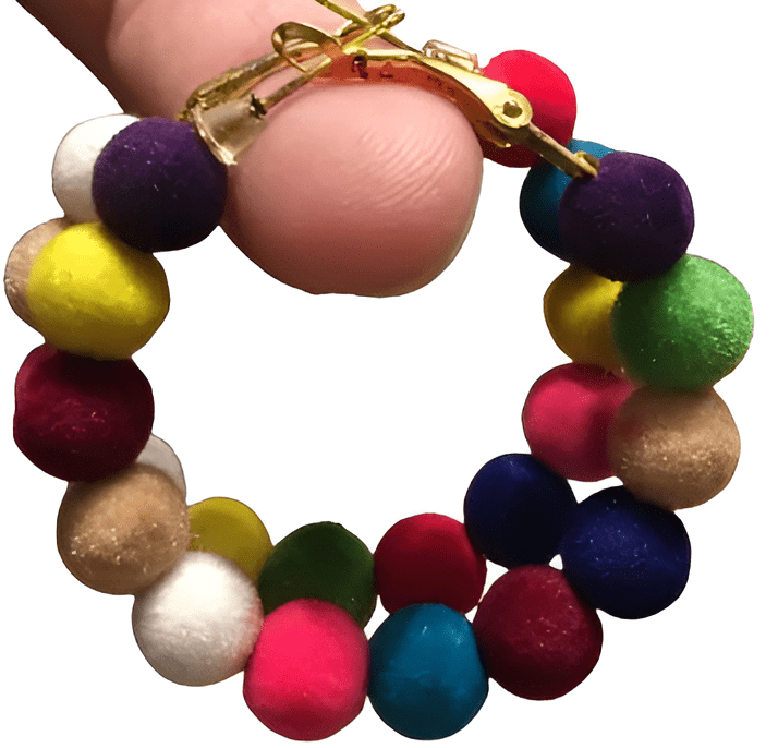 Multi - Color Matte Hoop Earrings with 8mm Classy Beads - 40mm Hoop - Hanaya Store