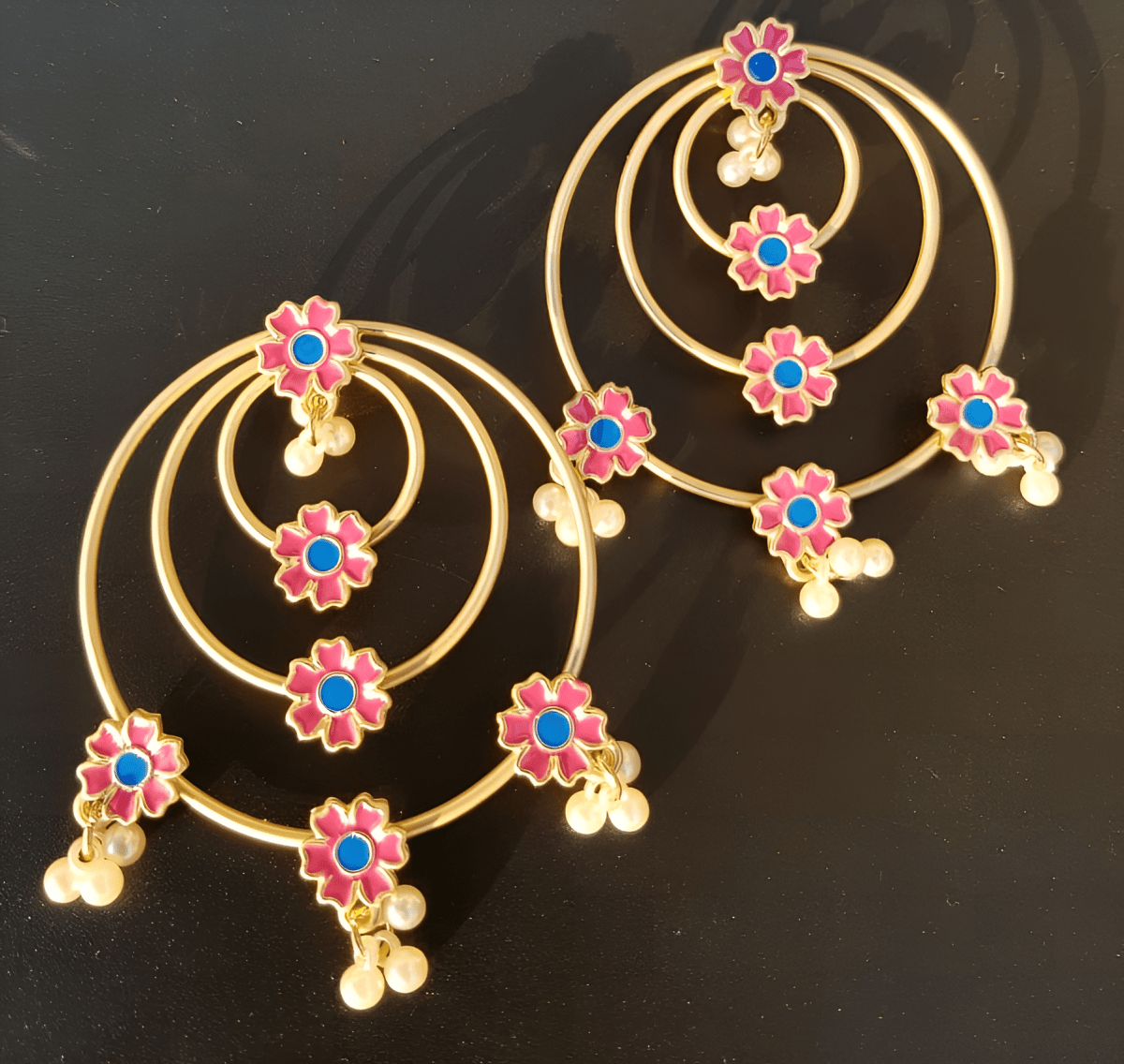 Multi Layered Round Flower Unique Shape Fashionable Classy Earring - Hanaya Store