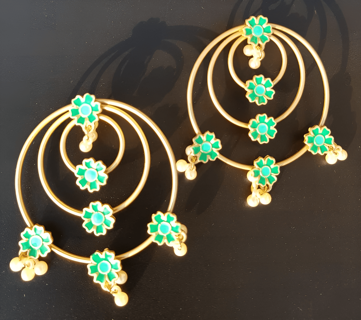 Multi Layered Round Flower Unique Shape Fashionable Classy Earring - Hanaya Store