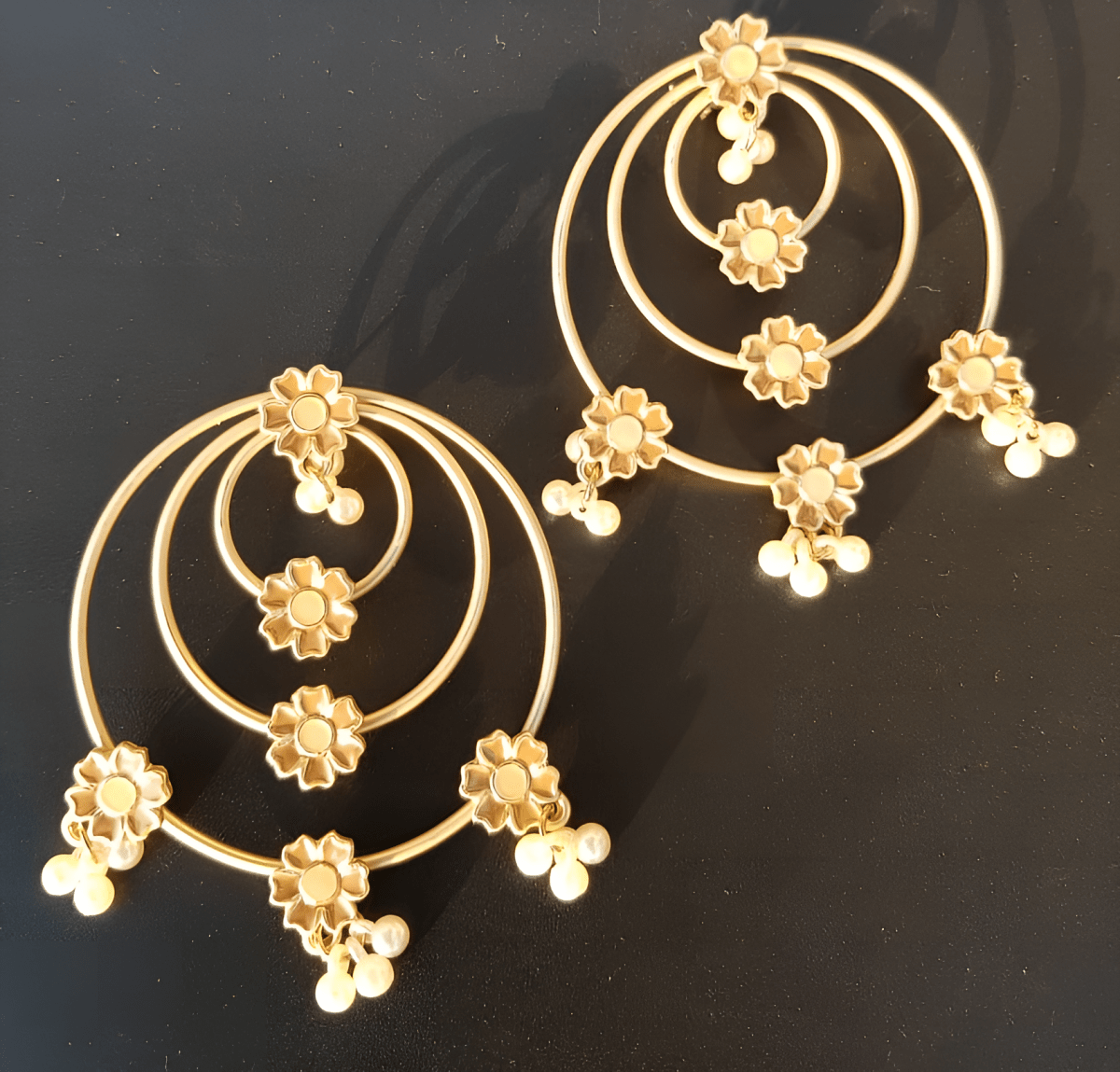 Multi Layered Round Flower Unique Shape Fashionable Classy Earring - Hanaya Store