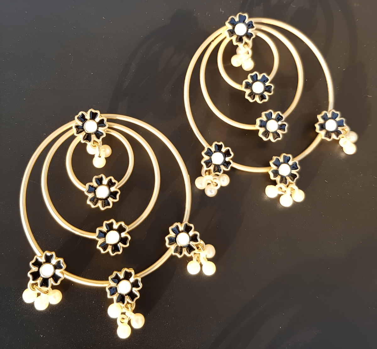 Multi Layered Round Flower Unique Shape Fashionable Classy Earring - Hanaya Store